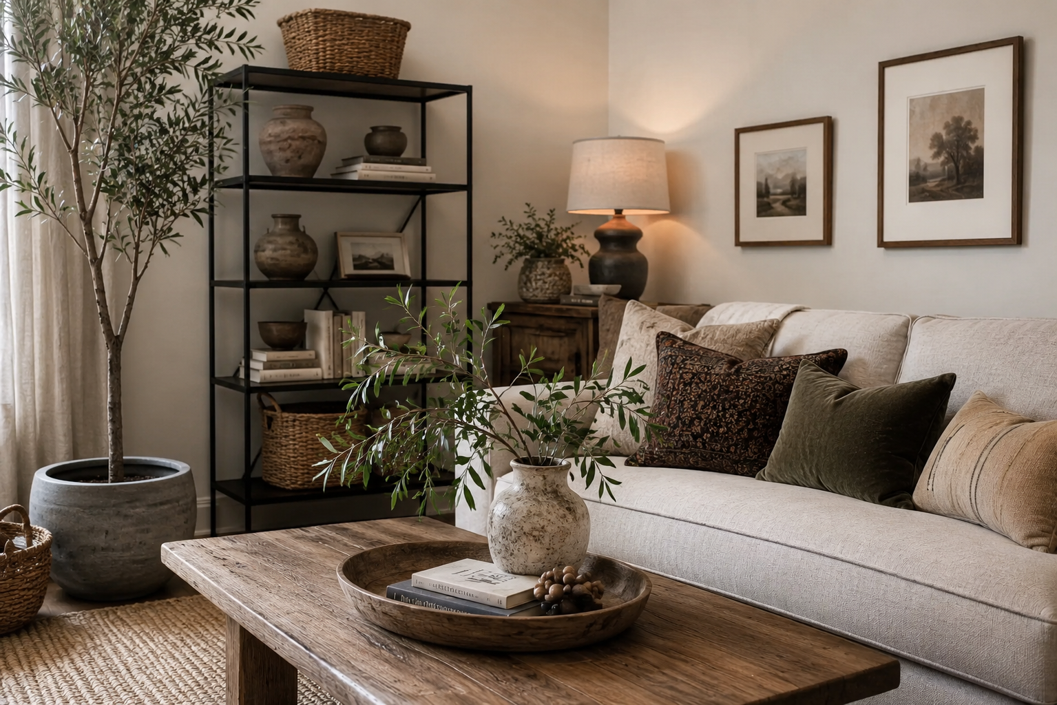 A Warm, Uncluttered Living Room on a Realistic Budget