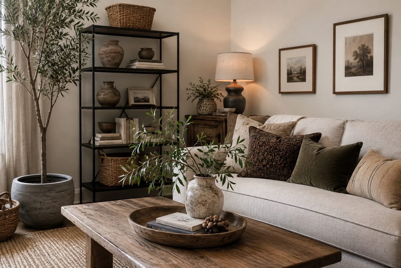A Warm, Uncluttered Living Room on a Realistic Budget