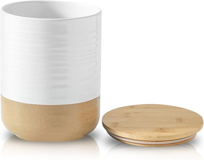 White Ceramic Canister — White · 80 fl oz