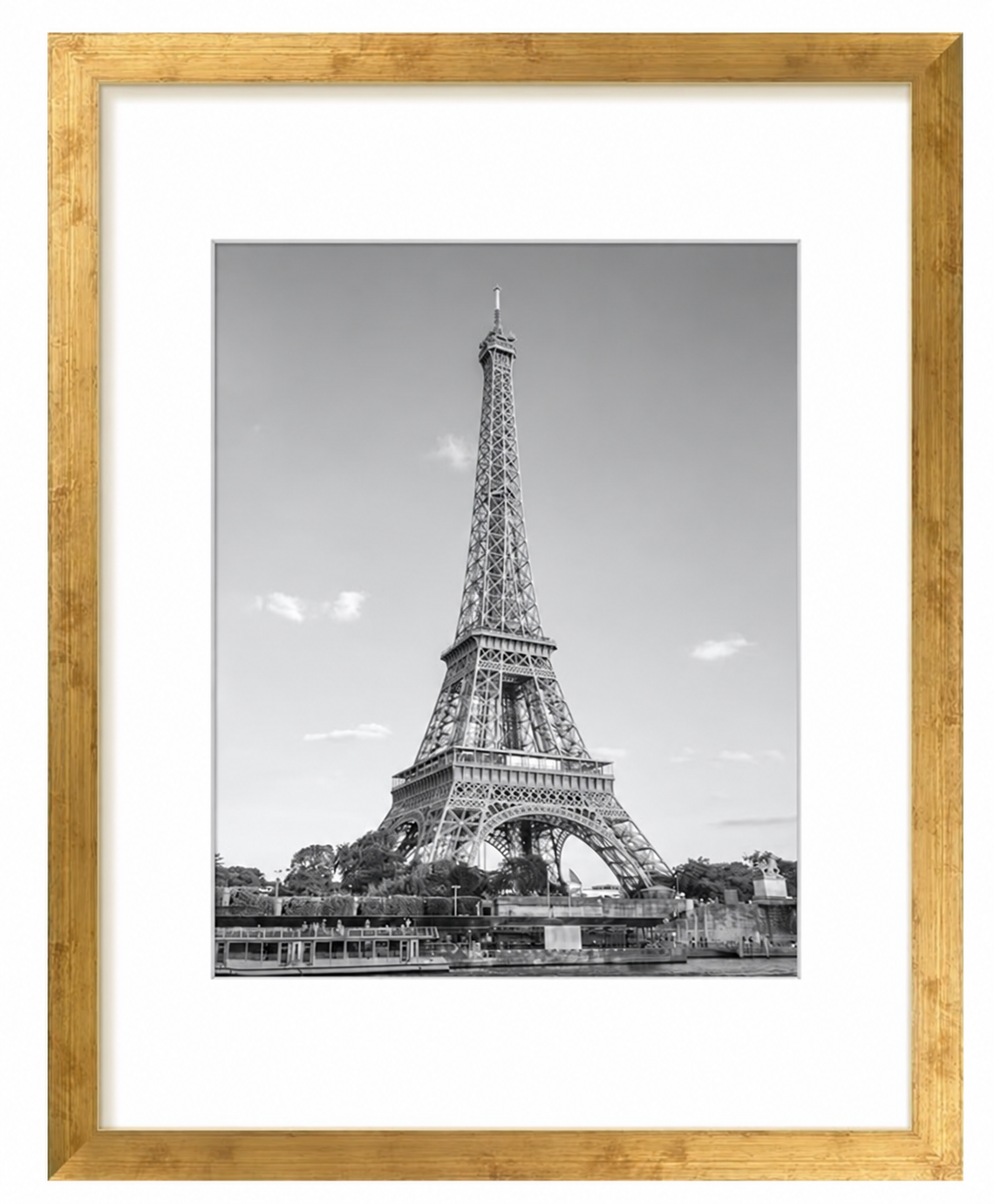 Illustrative edit of a bronze-tone frame with square corners and a monochrome tower print; verify actual frame shape and included pieces on Amazon.